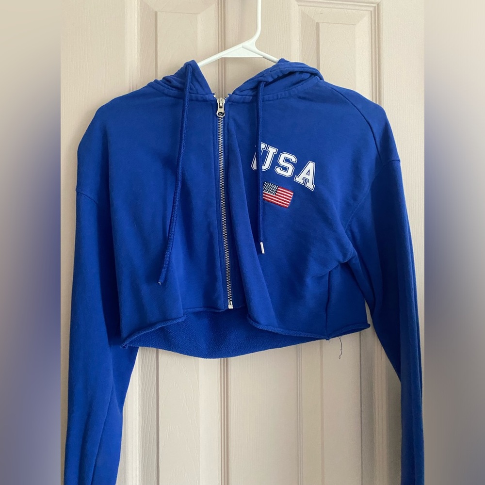 Blue USA cropped jacket